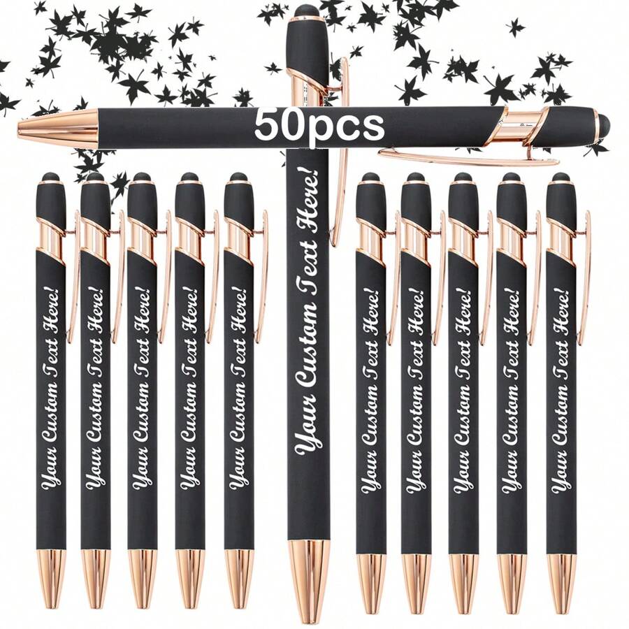 50 Stücke schwarze Kugelschreiber mit Einziehfunktion, individuell anpassbar, inklusive eleganter Geschenkbox, mit schwarzer Tinte nachfüllbar, Metallakzente, geeignet für Verlobung, Hochzeit, Brautparty, Weihnachten, Valentinstag, Geschenk für Frauen, Büro- und Firmenkunden, Schulmaterial, Schulanfang, multifunktional, dekorativ, wiederverwendbar, modern, farbig, süß, vintage, cartoon, kawaii, individuell, personalisiert, einzigartig, für Mitarbeiter, Kunden, Studenten, für Geschäft/Arbeit/Büro, für Schule