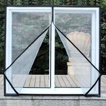 Selbstklebender Reißverschluss Fenster Fliegengitter - Mückenschutz, lichttransparent, aus weißem Polyester, verschiedene Größen, leicht abwaschbar, schnurlos Design für Schlafzimmer & Wohnbereiche Selbstklebender Reißverschluss Fenster Fliegengitter Mückennetz, weiß, einfach zu installieren, verschiedene Größen, Polyestergitter Stoff, transparentes Innenleben-Design, einfach zu installierende Abschirmung, transparentes Gitter Design Raumdekoration Wohndekoration Wohnzimmerdekoration Vorhänge