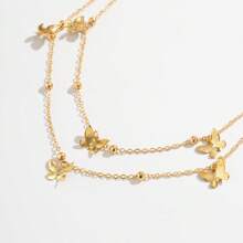 1 pièce Chaîne de taille à double couche avec pendentif papillon sexy à franges pour femmes, style de rue avec chaîne de corps en métal