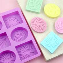 1 Peça, Molde de Sabão de Óleo Essencial Artesanal com 6 Grades em Forma de Folha Oval Quadrada, Molde de Silicone Artesanal DIY - Formas de Folha Redonda e Quadrada, Adequado para Sabão, Resina, Velas, Antiaderente, Reutilizável, Perfeito para Projetos Criativos, Molde de Silicone para Fabricação Artesanal de Sabão com 6 Folhas Quadradas Diferentes Oval Resistente a Altas Temperaturas