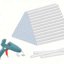 1/6/12/24热熔胶条套装，适用于DIY工艺品、一般家居维护和节日工艺品。热熔胶棒具有良好的粘合功能，可用于粘合木材、金属、玻璃、花卉、泡沫、织物、皮革、陶瓷、装饰品、手工艺品、电子产品、纸制品、包装、照片、办公用纸以及大多数塑料制品。工具配件