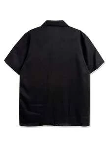 1 件花卉印花休闲男士沙滩衬衫，独特的 Y2K 轮廓图案，夏威夷风格，春夏 - 黑色 - 查看 5