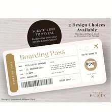 1pc 21x10cm Scratch Card, Boarding Pass Scratch Card, Holiday Reveal Scratch Card, Surprise Travel Reveal Gift (No Envelope)