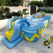 Large Outdoor Swimming Pool For Home Use With A Slide, Thick Inflatable Swimming Pool For Adults, Summer Outdoor Water Entertainment Pool, Made Of Thick PVC Material. - Multicolor - View 4