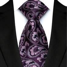 Corbata de lujo de 8CM para hombre, corbatas a cuadros florales a rayas de Color púrpura para hombre, corbata tejida de Jacquard para novio, corbata para de boda y negocios TFYP - 08 - Ver 13
