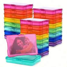 8pcs Mini Plastic Storage Boxes, 4x6 Inches, Mixed Colors (Rainbow), Multipurpose Organizer For Photos, Jewelry, Data Cables, Craft Supplies, And Small Accessories, Transparent Lid With Snap-Lock Mechanism, Lightweight And Portable Design For Home, Office, Or Travel Use, Storage Organizer, Sewing Storage