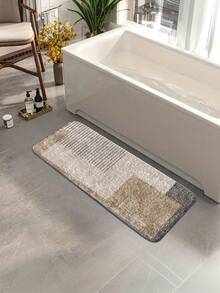 1 件现代几何跑步垫 - 柔软仿羊羔绒面料，防滑 TPR 背衬，米灰色，矩形，适用于客厅、卧室、走廊或户外空间，易于清洁的家居装饰垫入口装饰