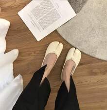 Japanese Style Tabi  Shoes Women Cozy Leather Flats Split Hoof Toe Loafers Femme Mary Jeans Mocasines Ladies Ballerina Shoe - Đen 028 - Xem 9