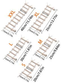 1pc Parrot Climbing Rope Ladder, Rotating Perch Stand, Wooden Rope Bridge Toy, Intelligence Training Bird Supplies, Parrot Cage Accessories