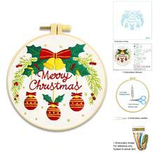 Christmas Embroidery DIY Kit [Bells/Red Truck/Christmas Tree], Includes Embroidery Frame, Needle, Thread, Printed Fabric, Beginner Cross Stitch Set, Christmas Decor Handmade Gift, Limited Time Offer