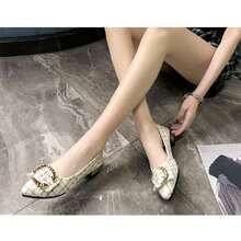 Flats Zapatos De Tacón Bajo De Mujer Con Punta De Moda - Blanco - Ver 10