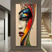 5D Diamond Painting Kit, Modern Women's Face Abstract Art Theme, Round Diamond Embroidery Art, DIY Full Diamond Painting Cloth, Diamond Art Painting Mosaic Crafts, Handicraft Gifts, Suitable For Living Room, Bedroom And Office DIY Cross Stitch Wall Decoration Art With Diamonds Can Help You Add Fun To Your Decoration