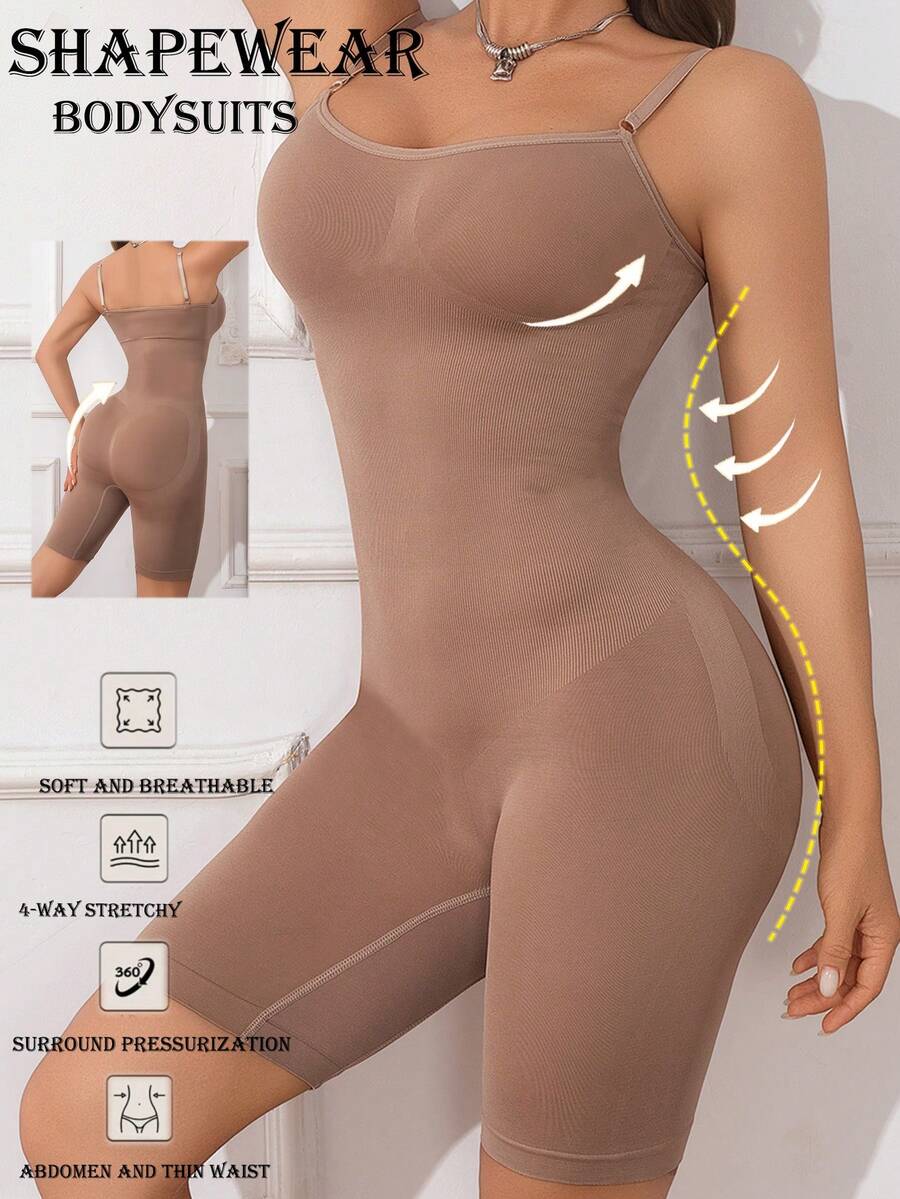 1 Packs Women's Seamless Bodysuit Shapewear Solid Yoga Bodysuit - Apricot - View 1