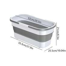 Cubo de fregona Rectangular con asa, bañera portátil, plegable, ahorrador de espacio, Cubo de pesca de gran capacidad para viajes de Camping - Verde S - Ver 7