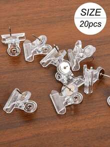 15/20 件带别针的图钉夹，用于学校、艺术和工艺品、公告板上的照片文件、无孔隔墙的图钉固定（黑色） - 彩色 - 查看 11