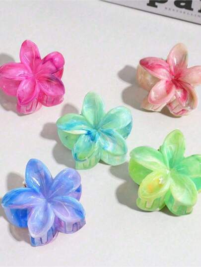 5pcs/Set Acrylic Small Flower Hair Clips, Minimalist & Elegant, Versatile Hair Accessories, Suitable For Casual, Travel, Photography, Sweet & Fresh Beauty Claw Clips Casual Hair Claw Fall Winter For Vacation Outfits Woman
