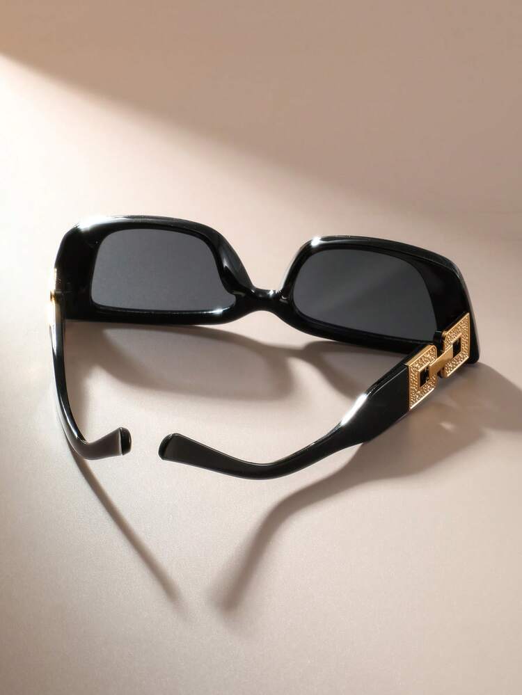 1 pieza Gafas de moda retro casuales cuadradas de plástico con diseño de aviador, de pierna ancha y estrecha, adecuadas para uso diario, estilo callejero y de vuelta al colegio - Gris - Añade 7