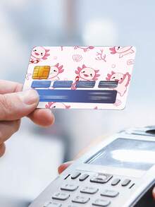 SUPSTICKER 4 件卡通粉色独角兽和可爱六边形恐龙图案信用卡贴纸，超薄双面，采用优质防水防刮 PVC 材料制成，防刮，无气泡，即撕即贴，非常适合旅行和日常通勤，5.39 * 18.6 英寸