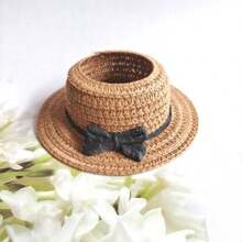 (Hat Only) New 17cm Elegant Graceful Vacation Straw Hat, Labobo Headwear With Open Ear Design, LBB Toppers For Party, Versatile Hat