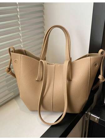 Pol Butterfly Embellished Tote Bag, French Niche Cyme Vintage Chic European Commuting Handbag, Shoulder Bucket Bag, Shopping Bag