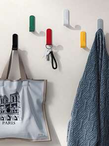 1/3/6pcs Self-Adhesive Hook, Coat Hanger, Wall Hanging Hook, No Drill Hooks For Hanging Bags, Towels, Loofahs, Keys, Hats, Kitchen, Bathroom