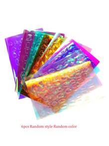 6 Peças Adesivos de Unha de Cubo de Gelo Transparente Aurora - Paetês de Papel de Vidro 3D Holográfico de Cubo de Gelo Transferência de Telefone de Arte de Unha - Adesivos de Foil Coreanos Autoadesivos Reflexivos Arco-Íris para Decoração de Unha