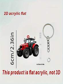 Llavero acrílico de tractor rojo plano de 2D, diseño de llavero, accesorio duradero para coche y bolso, sin batería requerida, festival, exclusivo para mujeres, decoración plana de 2D no 3D, llavero de dibujos animados acrílicos lindos para todas las estaciones, accesorios para automóviles, encantos para bolsos, mochilas para la escuela, ideas de regalo de Navidad góticas y Y2k, accesorios para bolsos, cordones con soporte para identificación, accesorios para automóviles - Multicolor - Ver 3