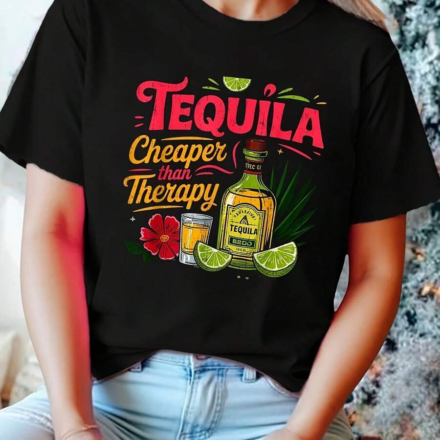 0% Cotton Funny Tequila Drinking Cinco De Mayo Mexican Party  Wo T- - Black - View 1