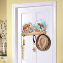 1pc DIY Diamond Art Key Organizers Wall Mount With 3 Hooks - Turtles And Dolphins Patterns Wooden Wall Decorative Key Hanger, Special Shape Crystal Rhinestone Diamond Painting Key Holder For Wall, Entryway, Front Door, Hallway, Office, Easy Installation Key Rack For Housewarming Gifts For Friends And Family