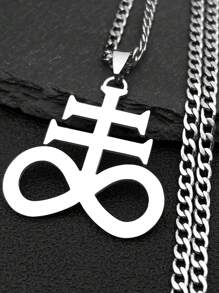 Satan Cross Necklaces Men Women Black Stainless Steel Of Satan Symbol Pendant Kolye Necklace