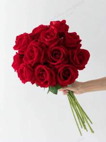 1pc/4pcs/5pcs/8pcs Red Rose Artificial Flowers Artificial Bridal Bouquet Realistic Velvet Faux Flower Flower Arrangement Decoration Fake Rose Artificial Rose For Valentine's Day Gifts Wedding Party Home Decoration, Birthday Gifts Outdoor Indoor Decor, Vase Floral Decor (Purchase Instructions: May Contain Odor, Please Place In Window For Ventilation For 1-2 Days) Artificial Plant