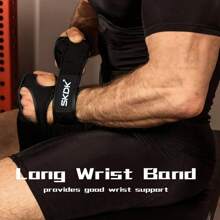SKDK 1 par de guantes de entrenamiento con muñequeras - Agarre de silicona antideslizante, diseño de media-dedos, cierre ajustable, adecuado para gimnasio, yoga, ciclismo, dominadas, escalada. Disponible en colores negro y verde militar. Construcción duradera, unisex. Una opción ideal para accesorios de fitness, protección de manos para yoga y equipo de entrenamiento. Accesorios de gimnasio, calleras