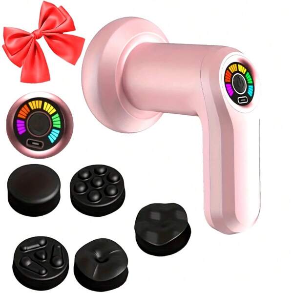 Electric Massager, Multi-Speed Adjustable Massage Gun, Multi-Function Handheld Percussion Muscle Relaxation Massager With 5 Replacement Heads, USB Rechargeable, For Abdomen, Waist, Arms, Buttocks And Legs, Holiday Gift