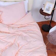 Washed Cotton Bed Strap Duvet/Quilt Cover Sets Light Pink