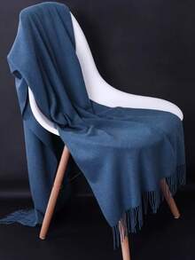 MilyModa Plain Fine Cashmere Scarf 150g With Fringes - Azul Grisalho - Ver 2