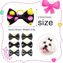 20pcs Random Pack Durable High-End Bowknot Pet Hair Accessories, Cat & Dog Headbands, Hair Ties In Black Series