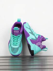 1 Pair Children's Outdoor Basketball Shoes, Casual Sneakers, Non-Slip, Comfortable, Fashion, Breathable Mesh