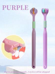 1pc/2pcs Adult Soft Bristle Triangular Toothbrush 45 Degree Angle Triple Deep Clean Oral Care Toothbrush With Tongue Cleaner - Multicolor - View 6