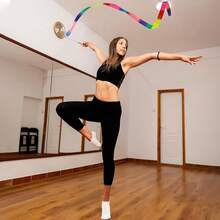2025Hot Sale2pcs Rhythmic Dance Ribbons, 78.Inch Gymnastics Ribbon Dancer Wand Dancing Ribbon Streamers, Fits Artistic Dancing Gymnastics, Circus Shows, Baton Stick Twirling - Rainbow - View 4