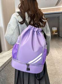 1 pieza Mochila con cordón de nailon, puede contener raqueta de bádminton, bolsa impermeable para entrenamiento de baloncesto, equipo y zapatos de fútbol, mochila ligera unisex para deportes al aire libre y fitness