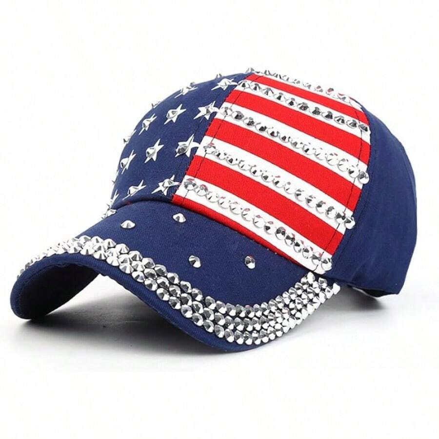 S.American Flag Baseball Cap Sparkle Rhinestone USA Flag Deim Hip Hop Hat - 1c - View 1