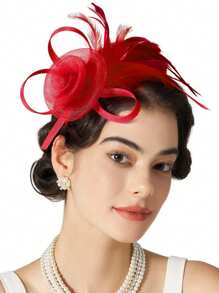1 Stück elegantes Federhaarbandaccessoire mit Mesh, Braut-Hochzeit Haarschmuck, Kostümparty Kopfschmuck, Geschenk zum Muttertag/Abiball/Erntedank/Weihnachten/Karneval