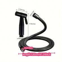 1 Set Black 304 Bidet Sprayer, 1.2m/120cm Black Reinforced Hose, Stainless Steel Toilet Bidet Douche - Handheld Bidet Sprayer With 1.2m/120cm Hose And Sprayer Holder, Ideal For Feminine Hygiene, Diaper Cleaning And Reducing Toilet Paper Waste, Christmas, Easter, Mother's Day, Valentine's Day, Birthday Gift, Black Bidet Toilet Attachment