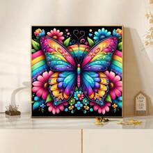 1 Stück 5D Diamant-Malerei Set, 30*30cm oder 40*40cm, Schmetterling & Blumen Muster, geeignet für Erwachsene Anfänger DIY Mosaik Diamant Kunst, Full Drill Handarbeit Diamant Malerei Design, Dekoration für Wohnzimmer, Schlafzimmer, Büro, Überraschungsgeschenk für Familie & Freunde