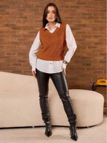 Fang Casual V-Neck Valentine's Day Knitted Sweater Vest - 查看 5