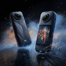 Insta360 5倍8K全景运动相机，防抖，防水，全新动态追踪模式，清晰音频，360°水平校正，卓越画质，黑色 - 黑色 - 查看 2