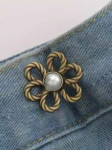 1/2pcs Adjustable Elastic Waist Clip Flower Buckle, Suitable For Jeans, T-Shirts, Trousers, No Sewing Required, Easy To Detach Button Clip School