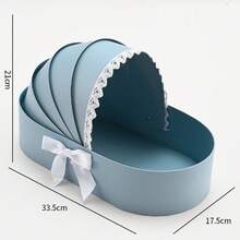 1 Piece Of Elegant Baby Christening Cradle Paper Gift Box With Fruit Pattern, Floral Bouquet Box, Creative Hand-Held Cradle, Lace Details - Multicolor - View 4