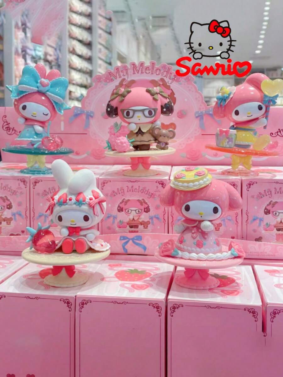 Sanrio 1pc Sanrio My Melody Afternoon Tea Series Blind Box Collectible Figurine, Cute Desk Decor, Perfect Gift For Girls,School Supplies,Back To School