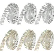 Entrega local: Cintas de cristales de Rhinestone autoadhesivas, 12 rollos de tiras con pedrerías, tiras de Rhinestone de 12 yardas para manualidades DIY, Rhinestones para artesanía - Colores de cristal blanco AB - View 1